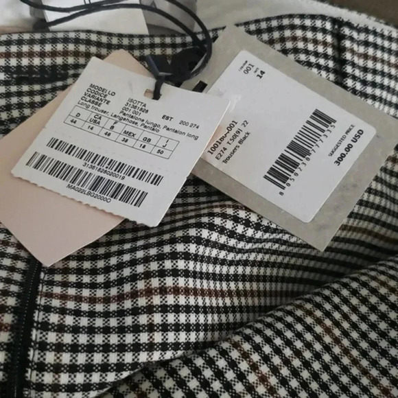 Marella Straight 14 Academia Midrise Career Houndstooth Pockets Stretch Trousers - Picture 2 of 6